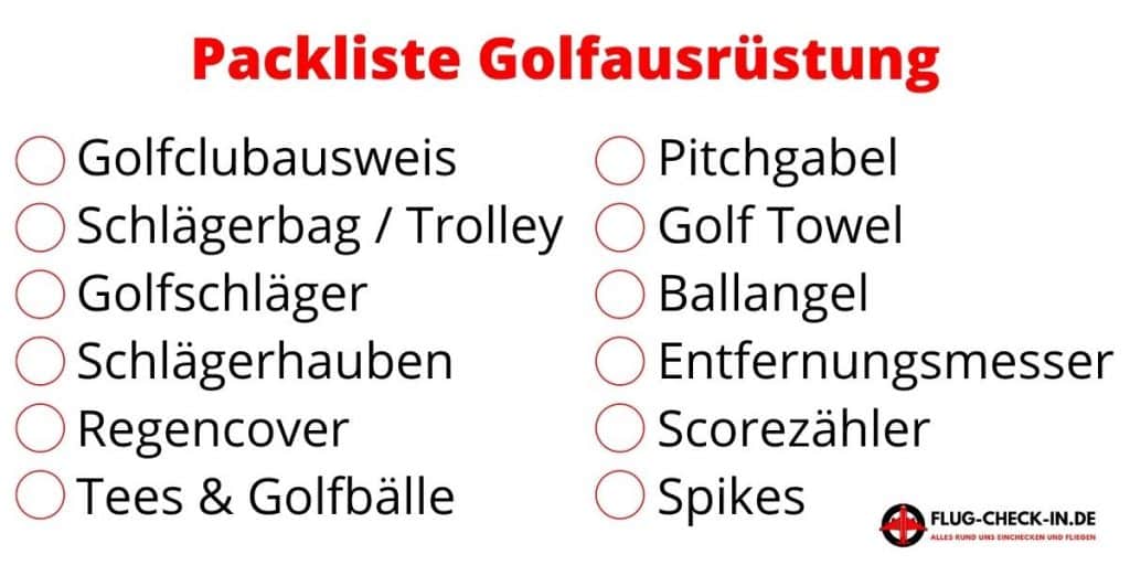 Golfausrüstung packliste
