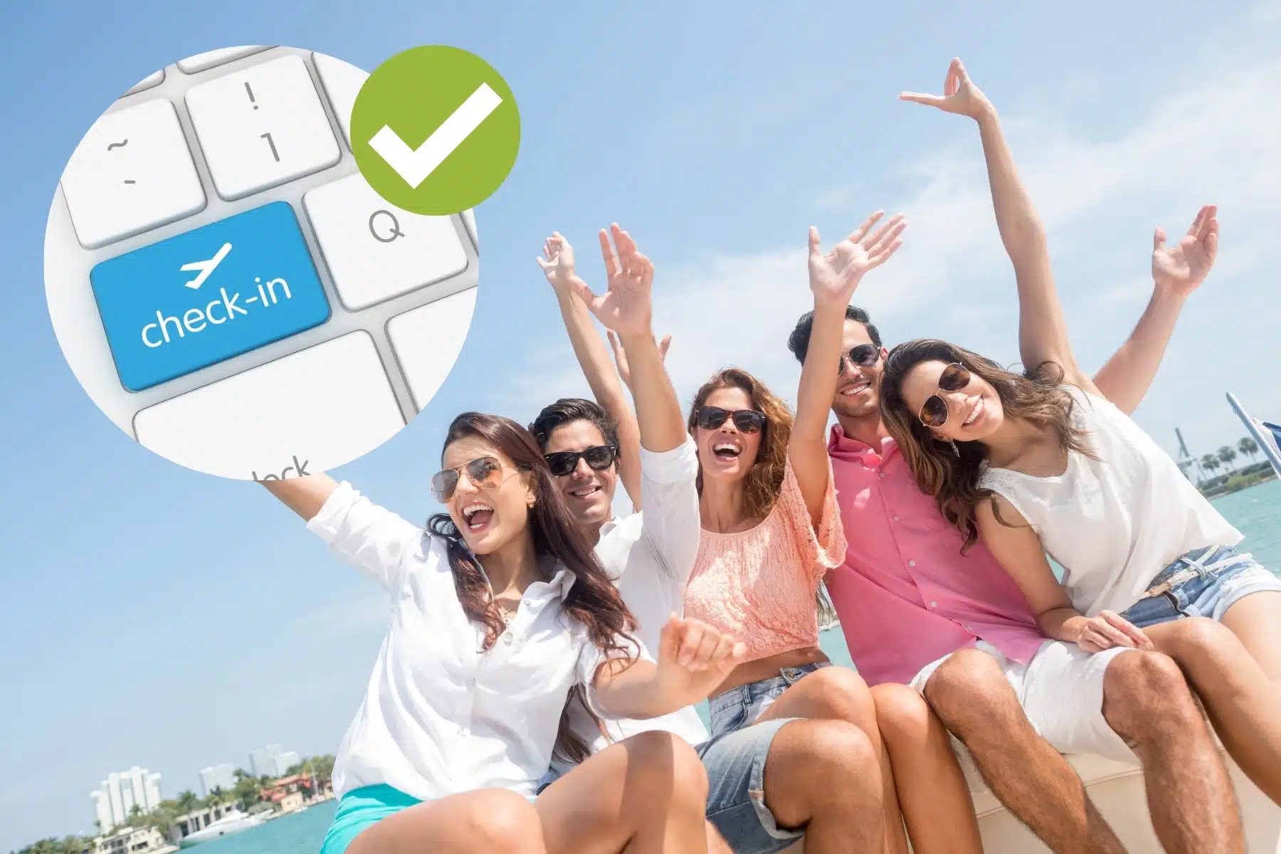 Gruppe flug online einchecken