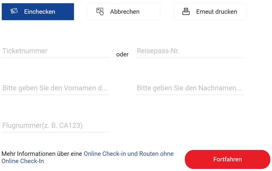 Air China online check-in
